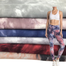 new design free cut 4 way stretch water brushed nylon 80 spandex 20 tie dyed fabric for fitness yoga sportswear
